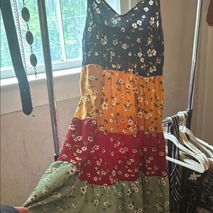 SHEIN Floral Tiered Dress in Multicolor